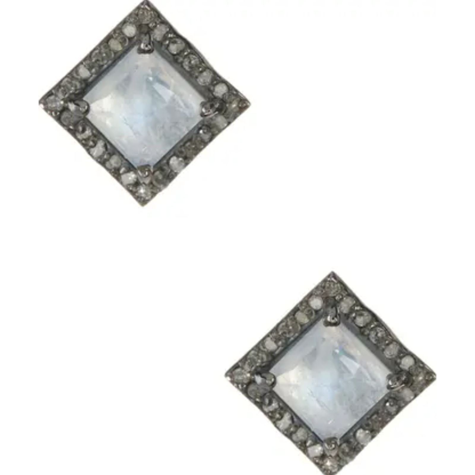 New Adornia Fine Millicent Moonstone & Champagne Diamond Black Rhodium Earrings